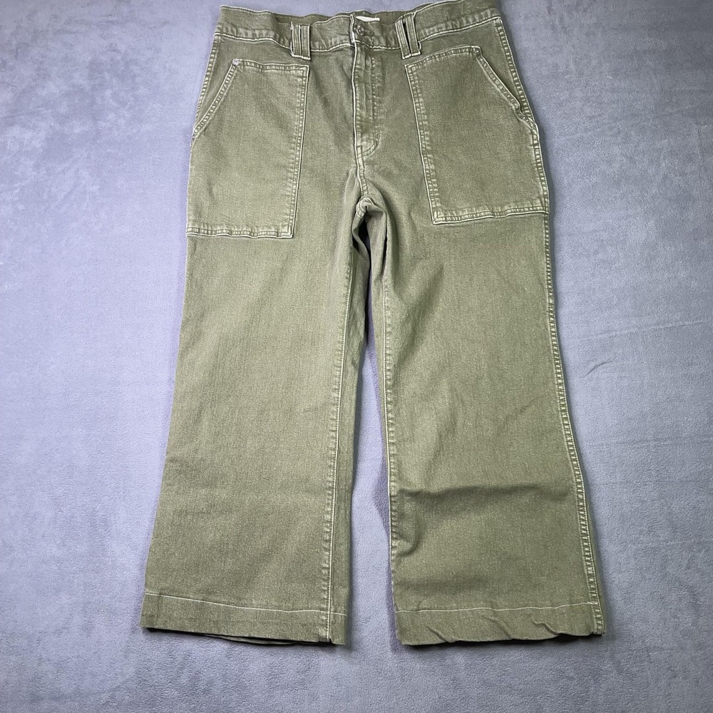 Madewell Utility Pants Olive Green Wide Leg High Rise Women 32x24